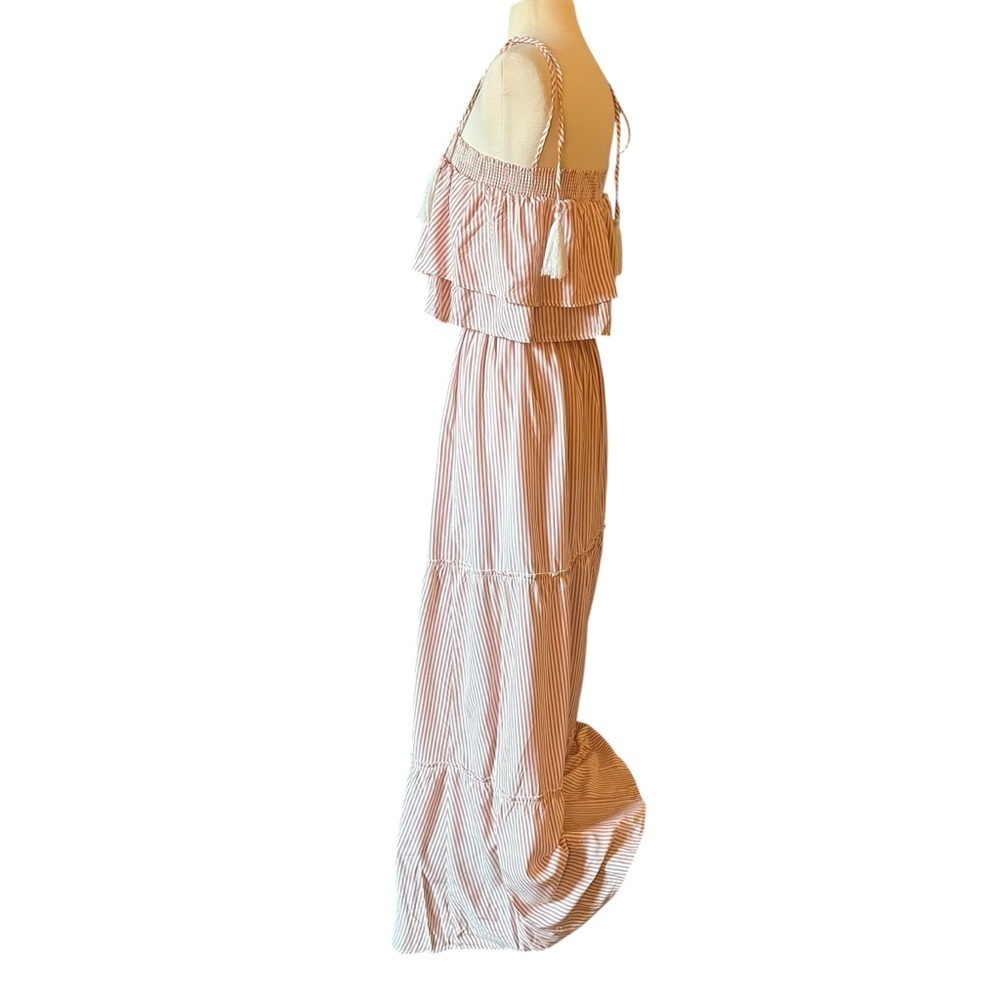 NWT BB Dakota | Women's Pink & Cream Strip Tiered Maxi Dress Size XS - Picture 8 of 15